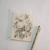 Vintage Black & White Floral Note Card Set | Butterfly