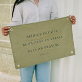 Rejoice in Hope Linen Flag in Avocado