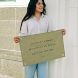 Rejoice in Hope Linen Flag in Avocado
