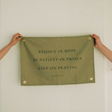 Rejoice in Hope Linen Flag in Avocado