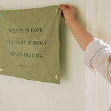 Rejoice in Hope Linen Flag in Avocado
