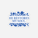 He Restores My Soul Sticker in Blue