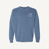 He Restores My Soul Embroidered Crewneck Sweatshirt in Blue