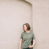 Mama Embroidered T-shirt in Olive Green