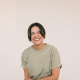Hope Continually Embroidered T-shirt in Soft Sage