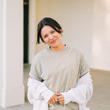 Hope Continually Embroidered T-shirt in Soft Sage