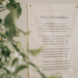 Great is Thy Faithfulness Linen Flag in Ivory