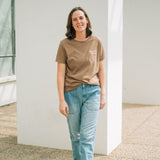 Onward & Upward Embroidered Tee in Hazelnut