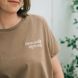 Onward & Upward Embroidered Tee in Hazelnut