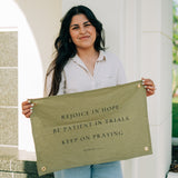 Rejoice in Hope Linen Flag in Avocado