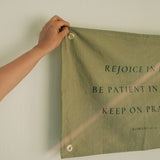 Rejoice in Hope Linen Flag in Avocado