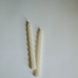White Spiral Beeswax Taper Candles