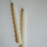 White Spiral Beeswax Taper Candles